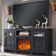 Rymann Farmhouse Fireplace TV Stand with Timer, Wood TV Console for TVs up to 78" with 23" Electric Fireplace Included
