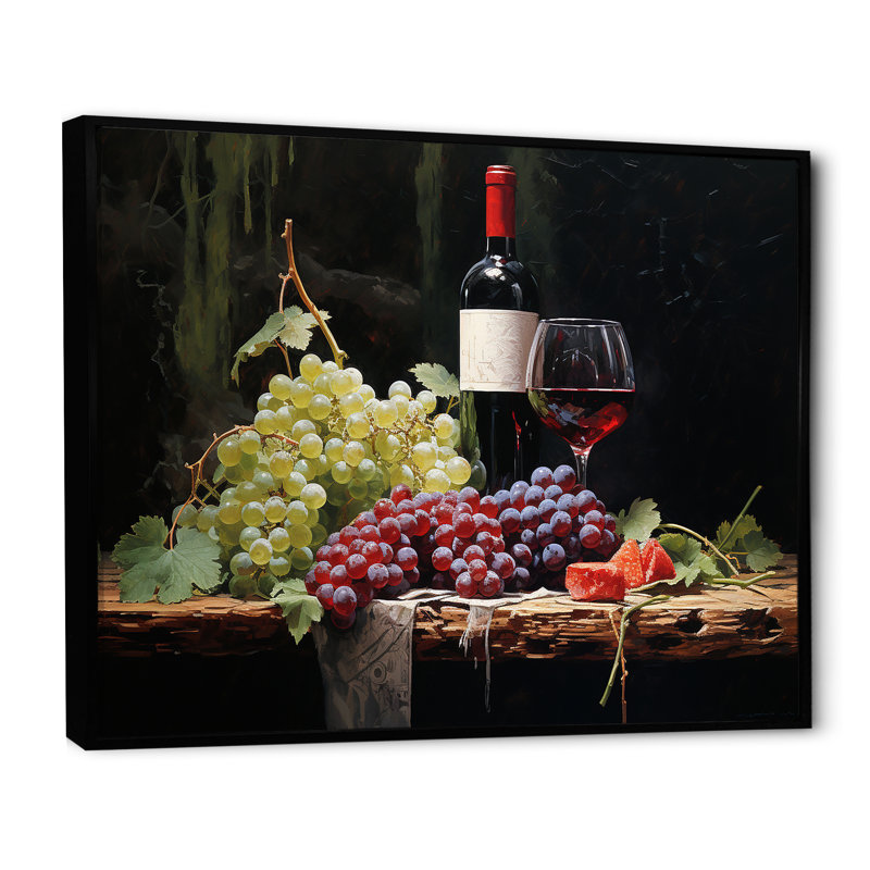 Cabernets Calm II sur toile, Cadre flottant noir, H 34 po x l 44 po x P 1,5 po