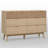 Natural Wood Color 8-Drawer Dresser - Striped Surface And Gold Handles
