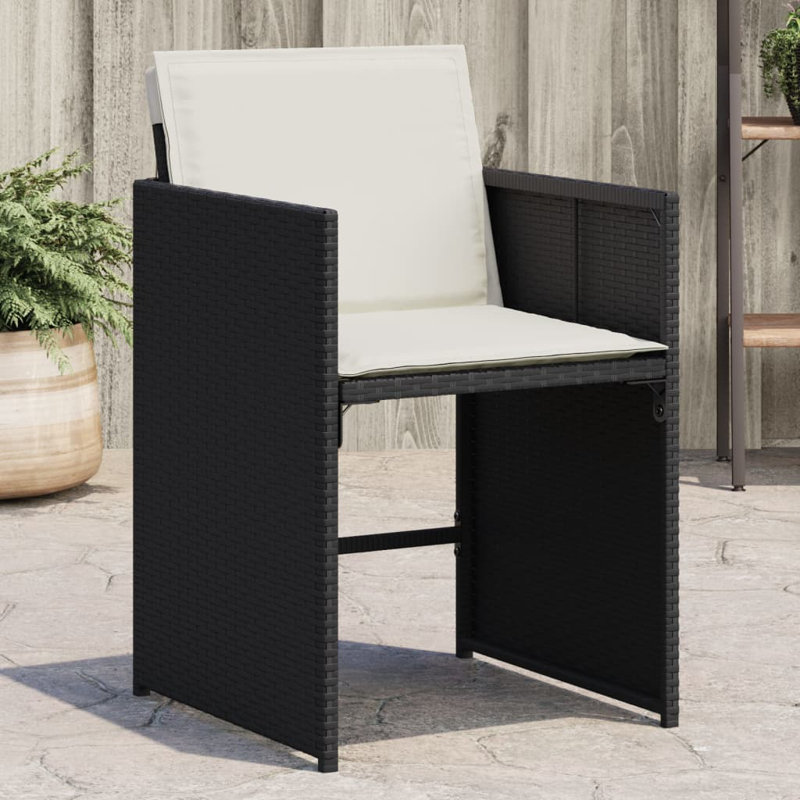 Chaises de patio avec coussins 4 pièces George Oliver, Noir/crème