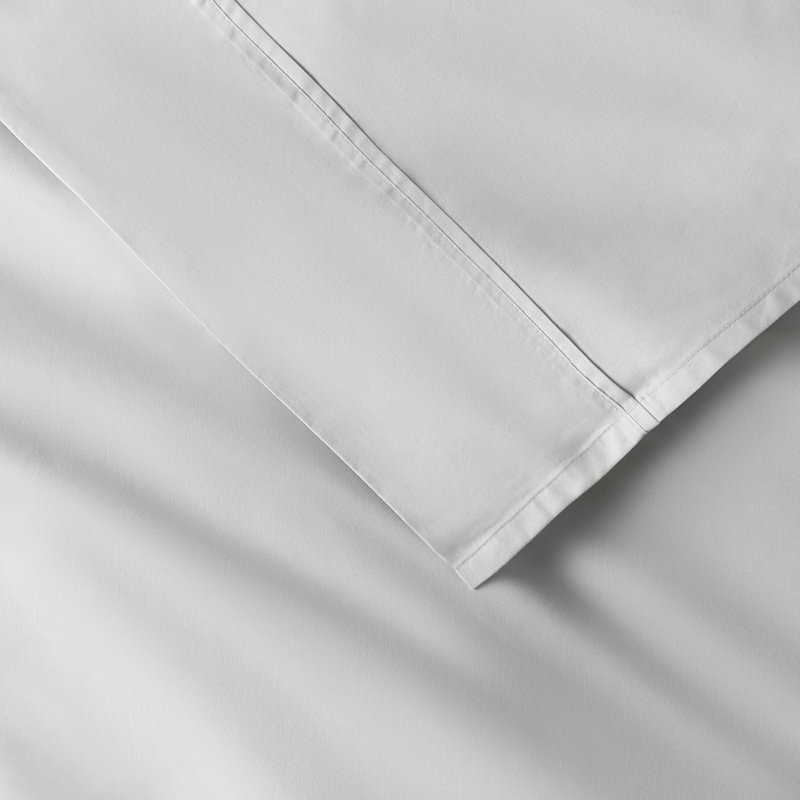 Emrik Brushed Organic Cotton Percale Sheet Set, Queen, Soft Gray