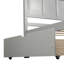 Lit plateforme gris avec 2 tiroirs de rangement et roulettes, fabrication en bois massif et coulissante-733099291