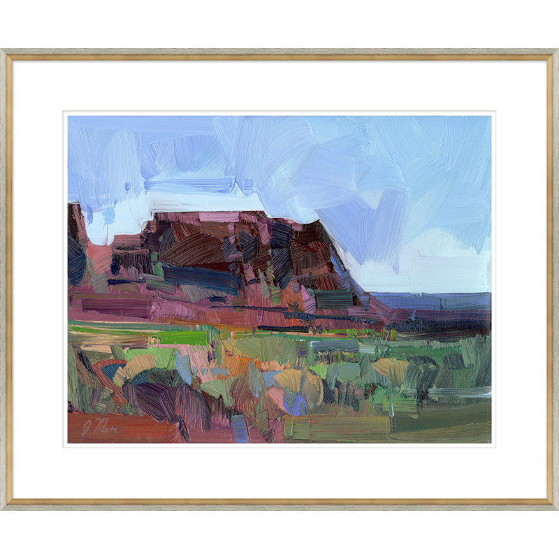 Desert Landscape Painting by Joseph Mota, Gold Framed Paper, Yes