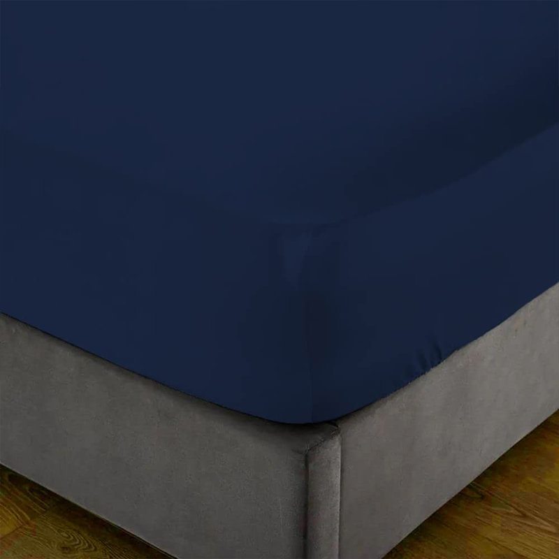 Aurelian 100% Cotton Percale Fitted Sheet, Navy, Super King