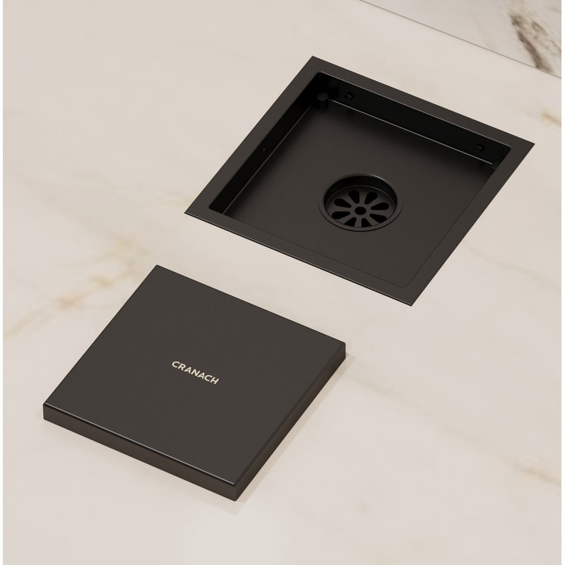 Attrape-cheveux avec drain de douche Angelsey, Noir mat