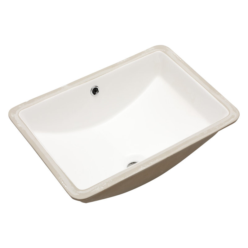 20.5"x15"Ceramic Rectangular Undercounter Mount Bathroom Sink with Overflow Hole
