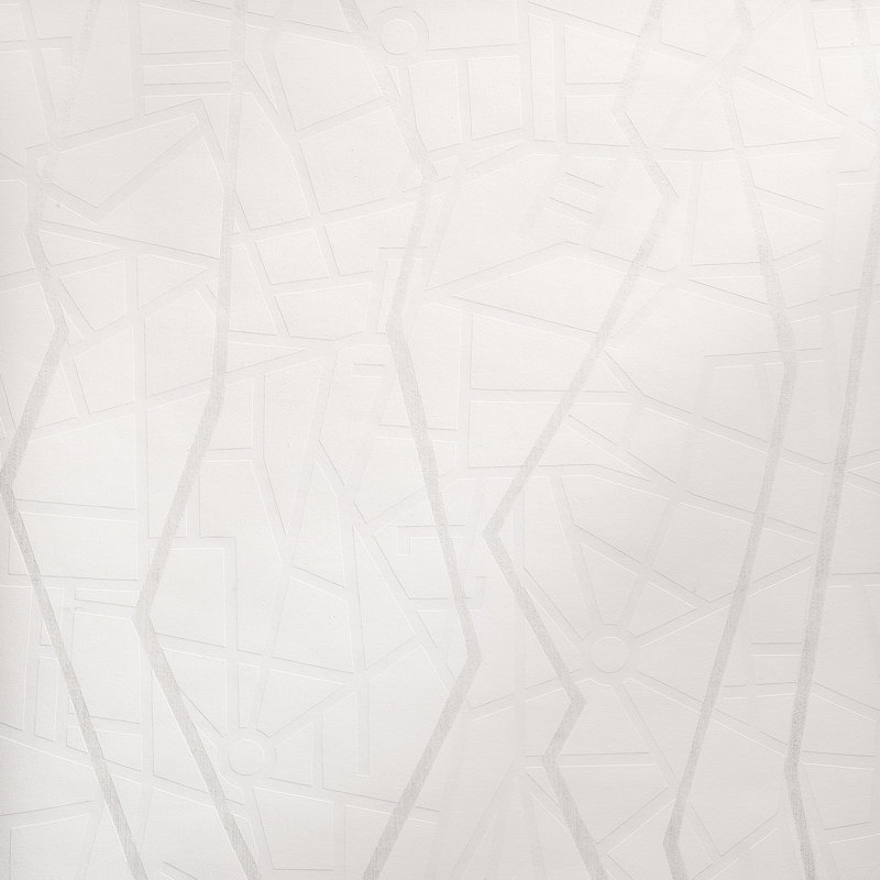 Slow Living Metallic Geometric Lines Wallpaper Roll , Ivory White