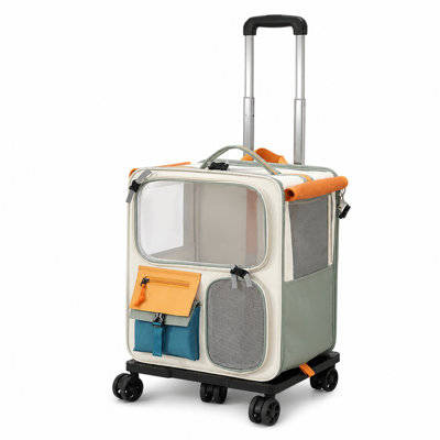 Sac à dos convertible pour transporteur de grande capacité avec poignée télescopique, fenêtre de visualisation et poches de rangement