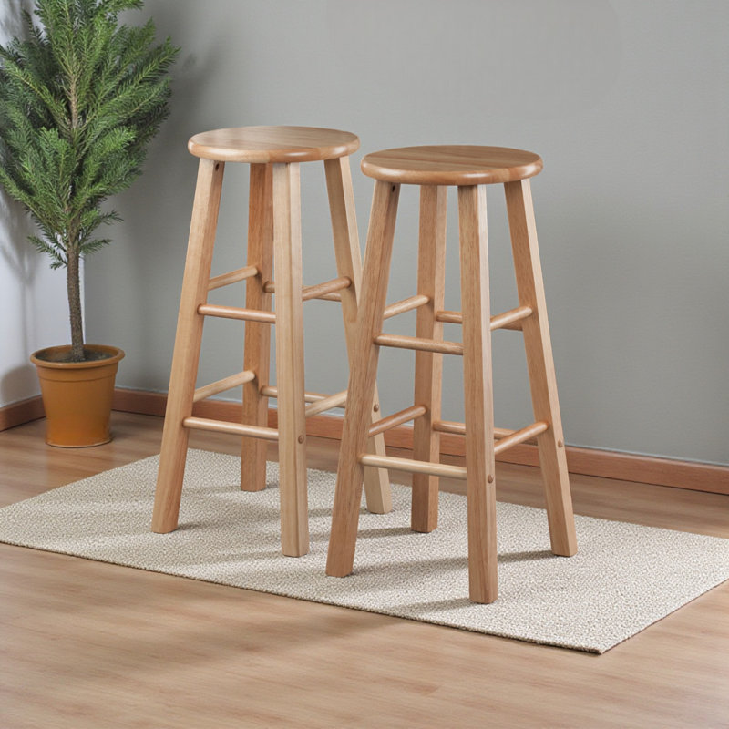 Darian Four Leg Natural 2-Pieces Bar Stool Set, 28.73'' H X 13.38'' W X 13.38'' D, Natural