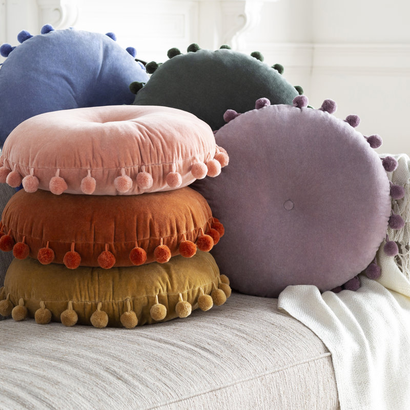  Housse de coussin ronde, Orange brûlé