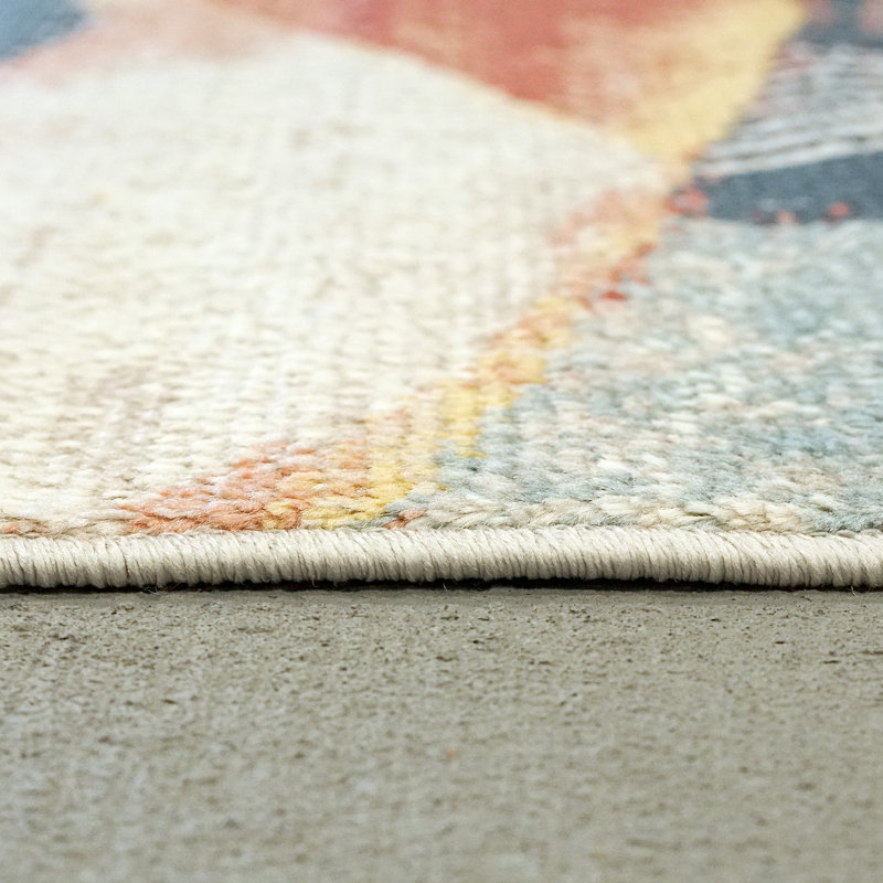 Tapis bleu / rouge abstrait Aloizas, Rectangle 5 pi x 7 pi