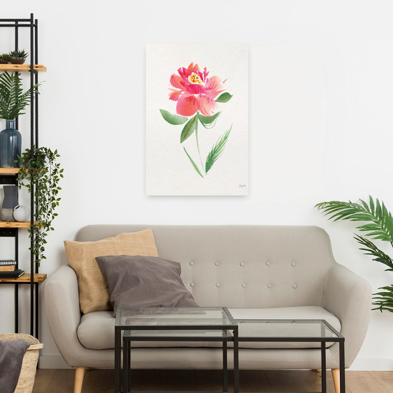 Art contemporain de jardin rose II, H 24 po x l 16 po
