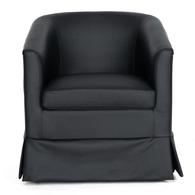 Breiona 27.36" Wide 360-Degree Swivel Chair, Black Velvet