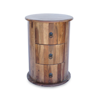Galgano Solid Wood Drum End Table
