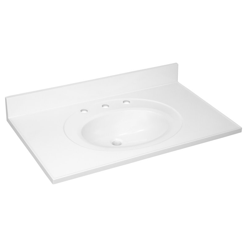 Plateau de meuble-lavabo simple en marbre cultivé 37 po