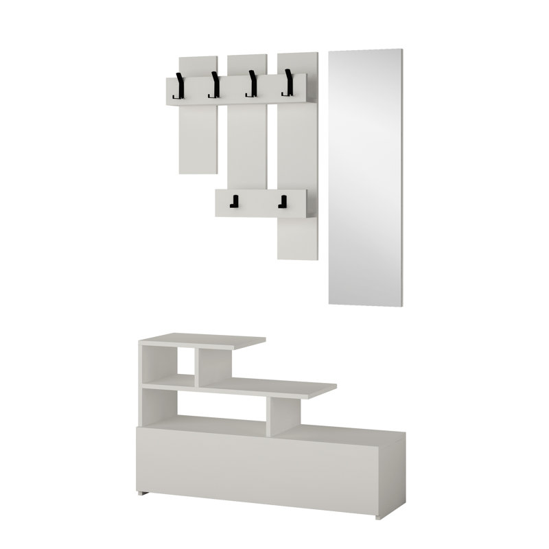 Adison Hall Tree with Shoe Storage, White