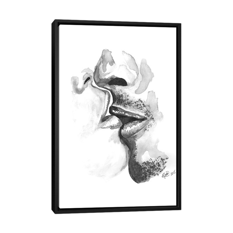 Kiss, reproduction d’art, H 26 po x l 18 po x 1,5 po, Toile avec cadre noir, Pas de tapis