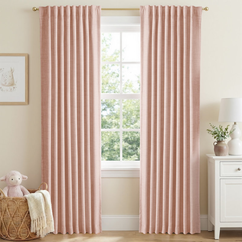 Panneau de rideau 100% occultant, isolant et isolant, avec passe-tringle Isio, L 52 po x L 96 po, Rosé
