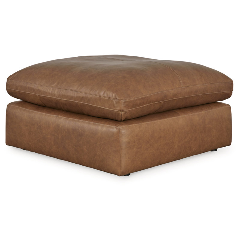 Emilia Caramel Brown Leather Oversized Ottoman