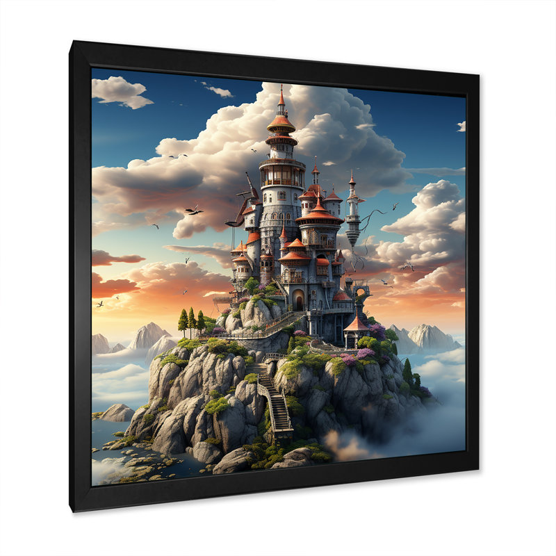 Fantasy Wizards Tower II - Art mural fantastique, H 16 po x l 16 po x P 1 po, Cadre simple noir