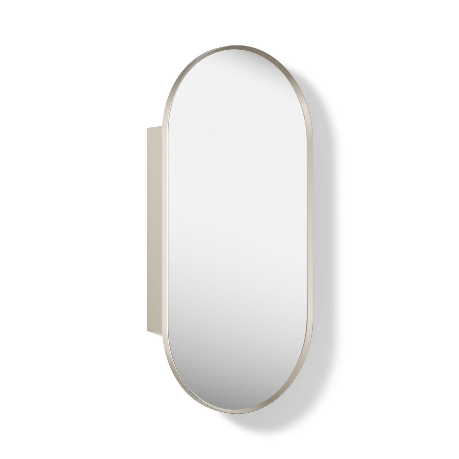 Verdera Capsule Medicine Cabinet, 40" H x 20" W x 5.55" D, Brushed Nickel