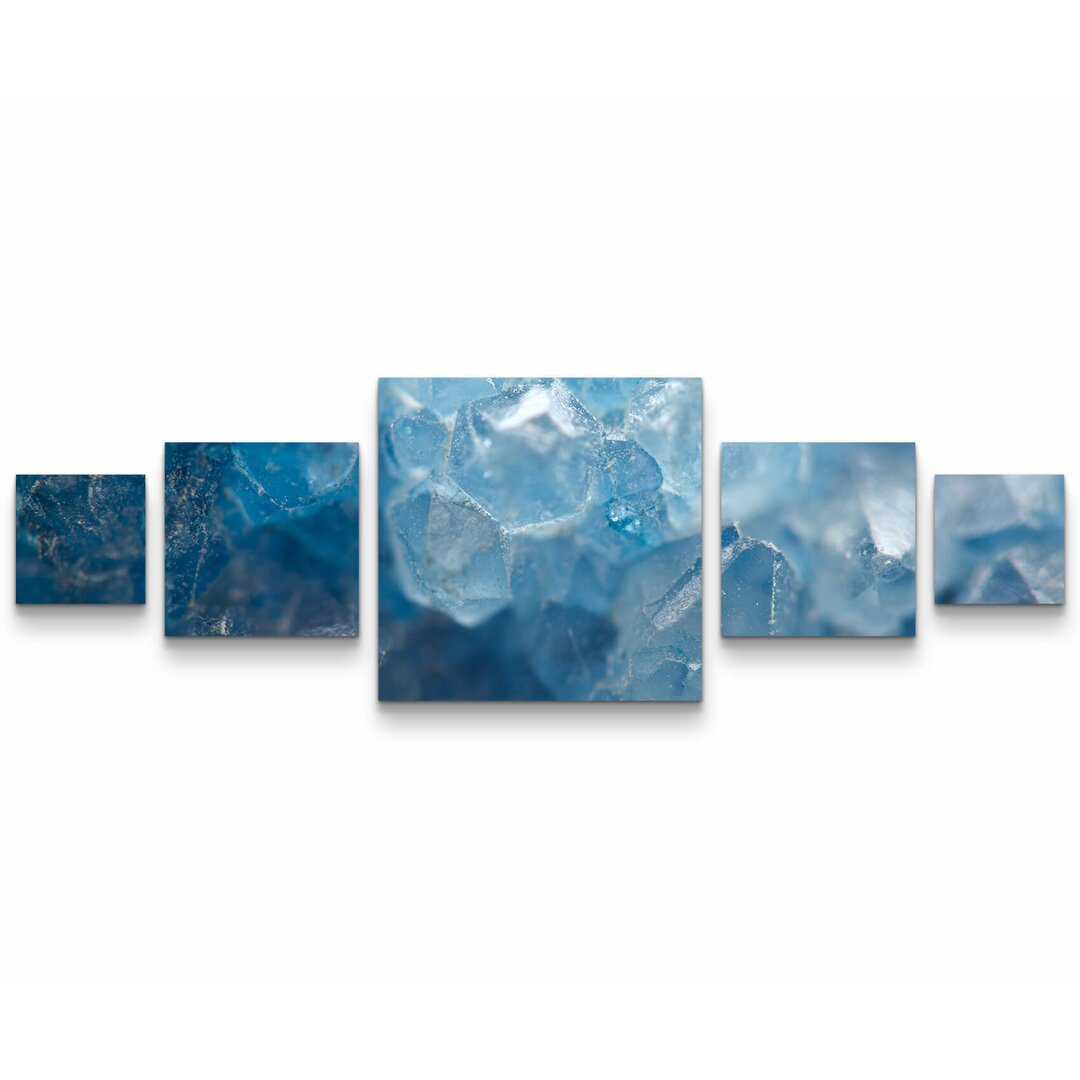 5-tlg. Leinwandbilder-Set Aquamarine Kristalle