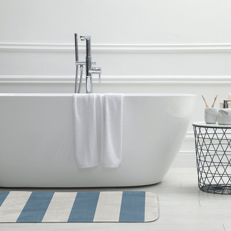 Shameel Non-Slip Bath Mat, 17" W x 24" L, Light Blue