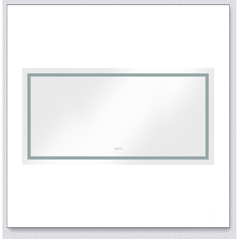 Miroir de salle de bain 72 po x 36 po à DEL avec façade et rétroéclairage, miroir de meuble-lavabo mural, anti-buée, mémoire, 3 couleurs, réglable en continu