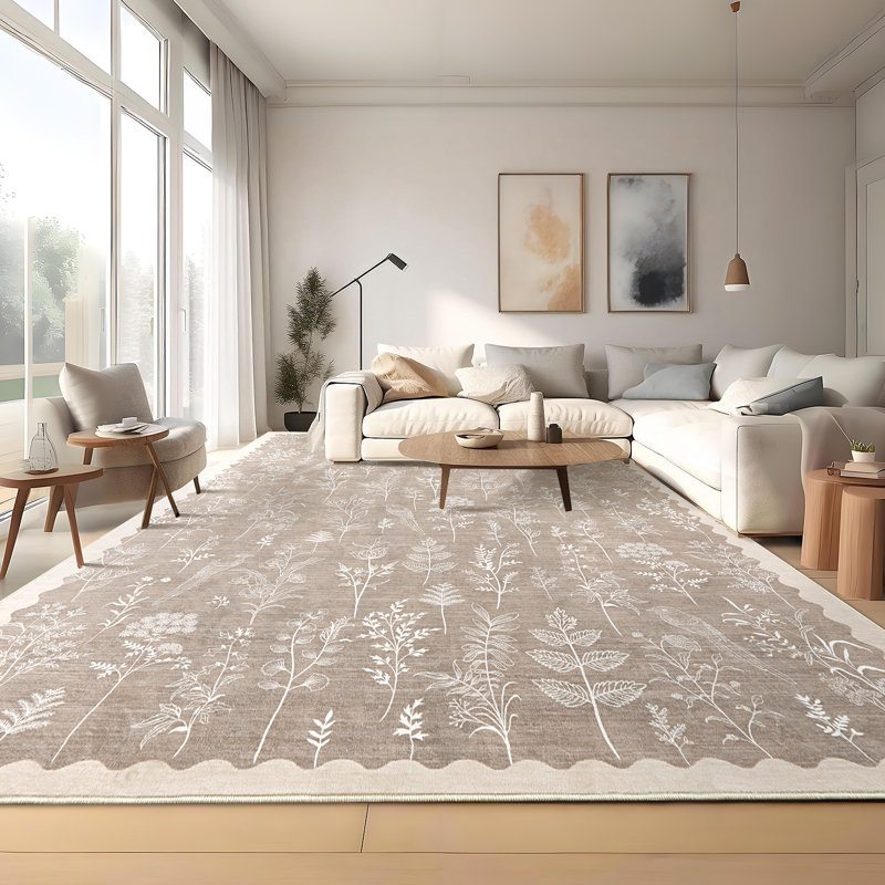 Colorful Floral Machine Washable Rug for Living Room Low Pile Foldable Thin Non Slip Carpet Stain Resistant Non Shedding Floor Cover for Kids Bedroom Nursery