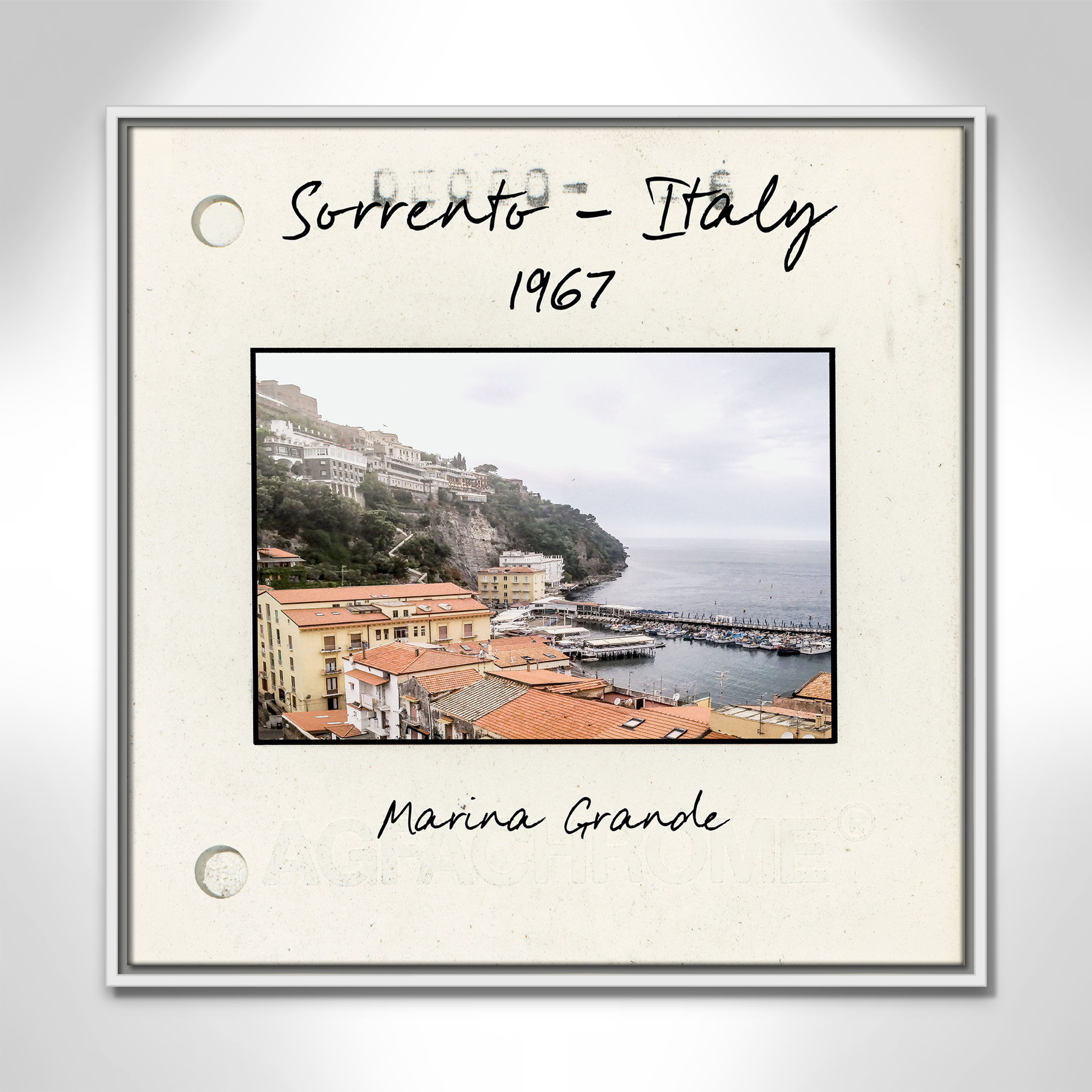 Sorrento Italy - Marina Grande Print by Susan Jill, 31.5" H x 31.5" W x 2" D, White Floater Framed Canvas