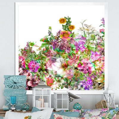 «Modern Modern Purple and Green Summer Garden», reproduction d'art sur toile