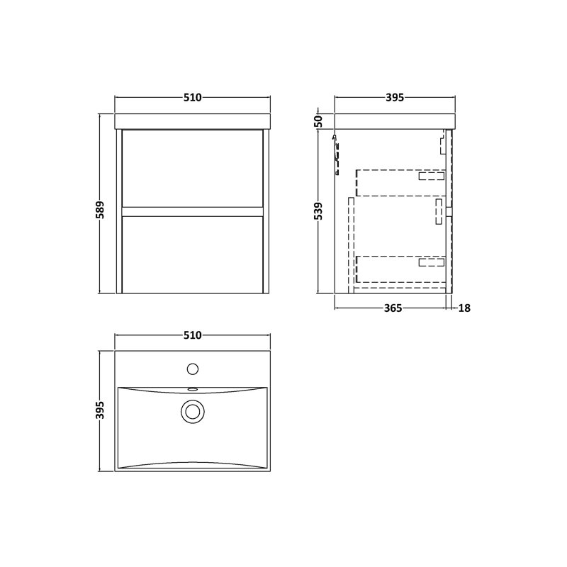 Havana 500mm Single Bathroom Vanity with Drop In Vitreous China Basin, Autumn Oak