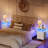 Nightstand With Charging Station, Bedside Table With Led Lights And 2 Fabric Drawers