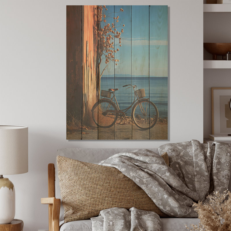 Cobalt cruiser vélo - art mural en bois de bicyclette sur bois de pin naturel, H 20 po x l 10 po