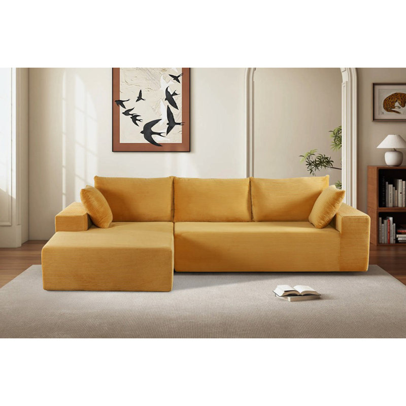 Canapé modulaire convertible en velours côtelé CozyForm, canapé confortable moderne avec rembourrage en mousse, canapé-lit modulaire confortable pour le salon, la chambre à coucher, aucun assemblage requis, faisant face à la gauche