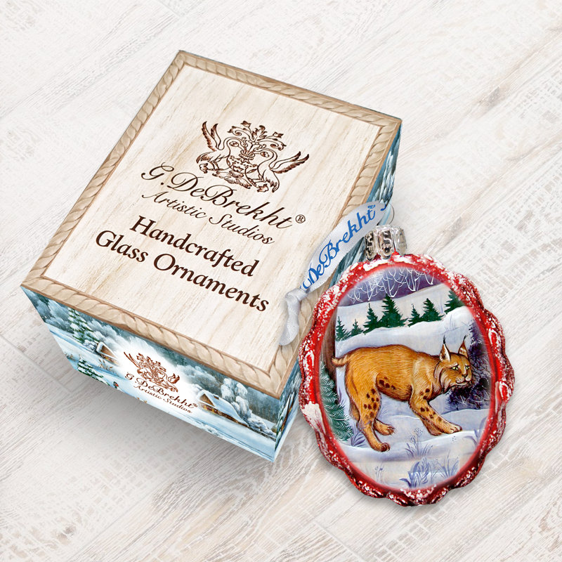 3'' Handmade Wood Holiday Shaped Ornament, Bobcat Keepsake