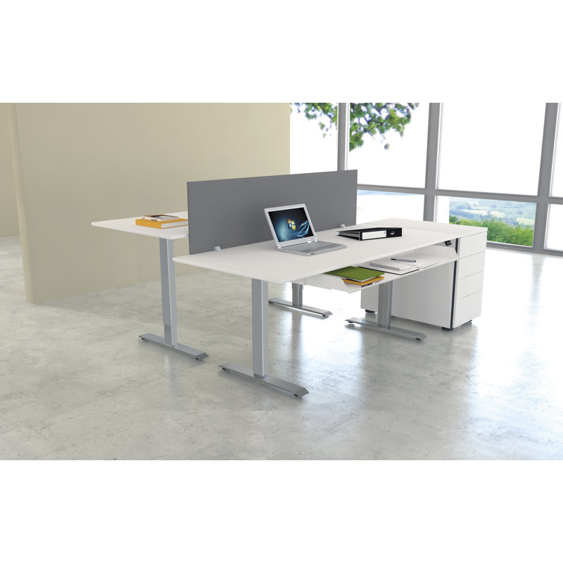 Eastbrook Adjustable Height Steel Standing Desk, 123cm H x 100cm W x 60cm D, White