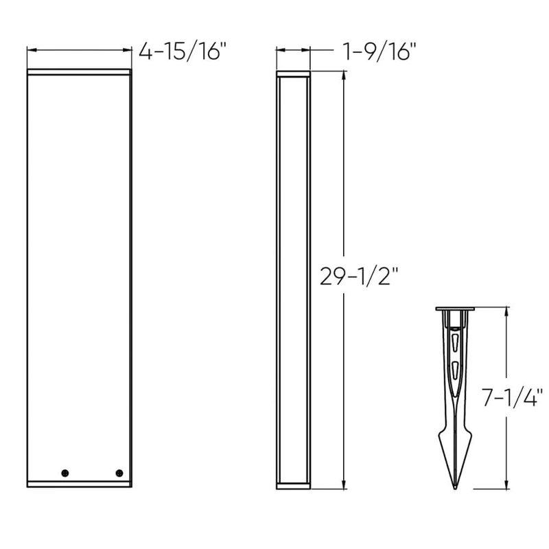 Column 30 Inch Bollard Light, 29.53" H x 1.58" W x 4.92" D