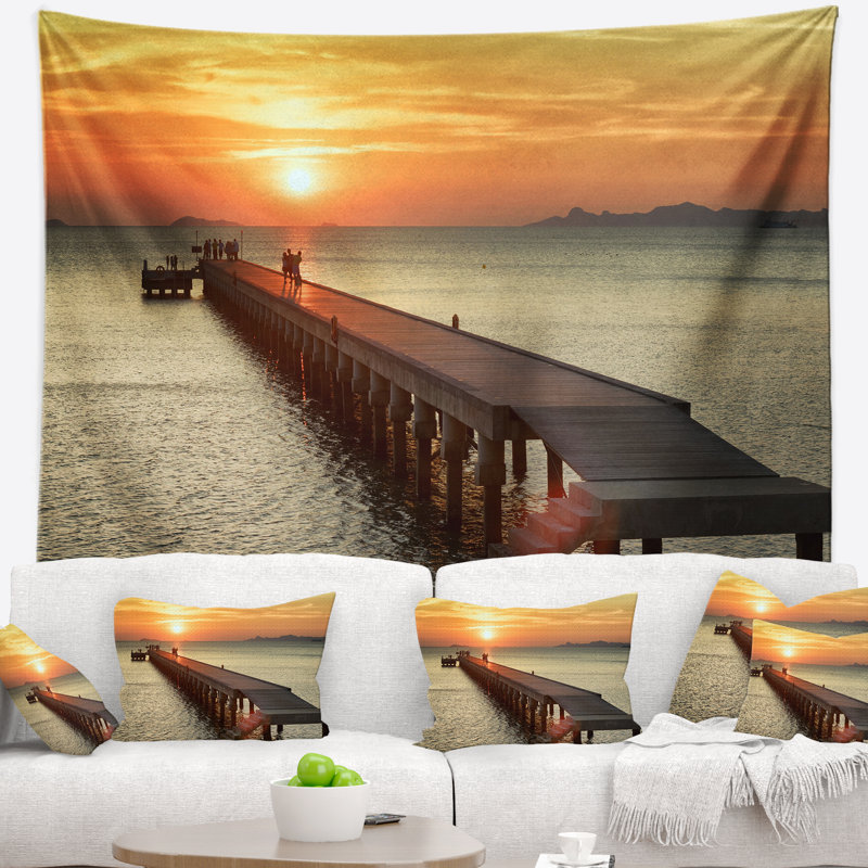 Pont du ponton au coucher du soleil, H 68 po x l 80 po