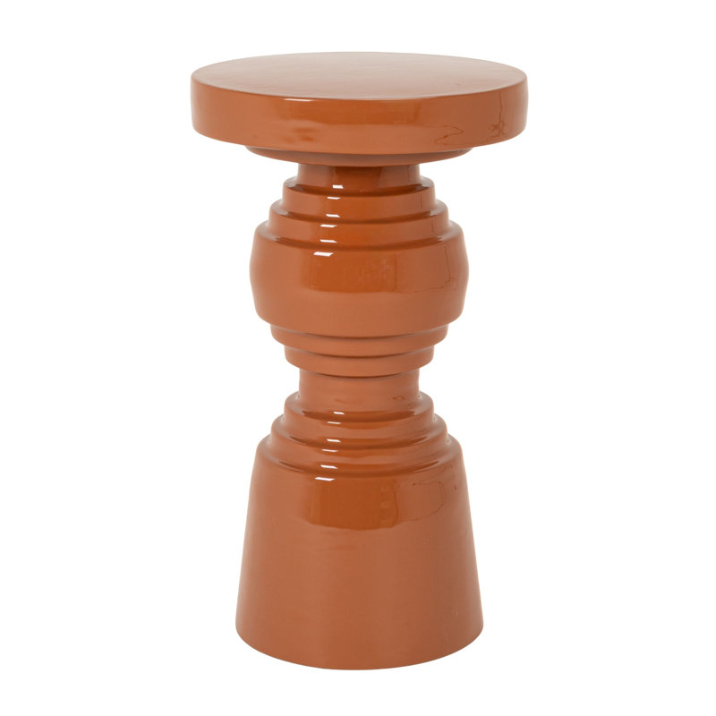 Table d'appoint piédestal en métal terre cuite