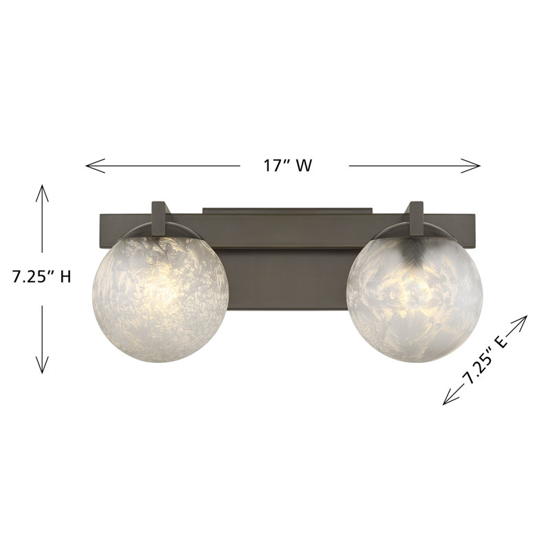 Luminaire pour meuble-lavabo Darien, Bronze, H 7,25 po x l 17 po x P 5,88 po, Deux lumières