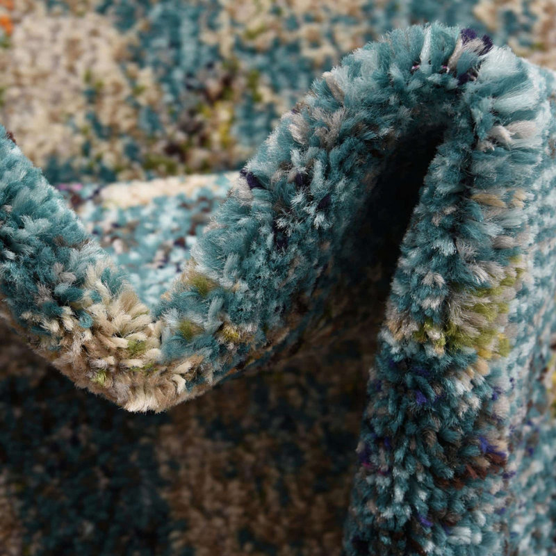 Tapis contemporain Ellarae couleur forêt foncé, Carré 6 pi