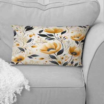 Coussin rétro imprimé floral jaune et bleu sarcelle Flair Gardens