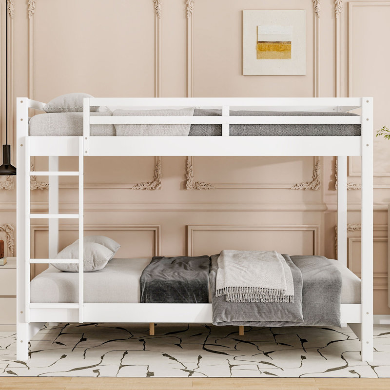Lit superposé en bois grand format avec échelle et garde-corps - Structure en pin robuste, conception peu encombrante pour les petites pièces