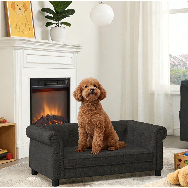 Durable Elevated Dog Sofa Bed, Black