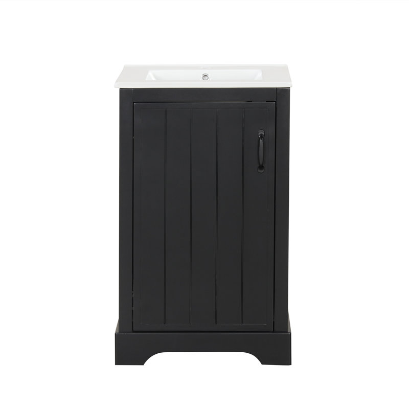Meuble-lavabo peu encombrant avec lavabo, design élégant en MDF, noir moderne
