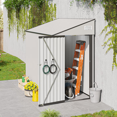 Small Lean-To Shed, Metal Garden Shed with Air Vents
