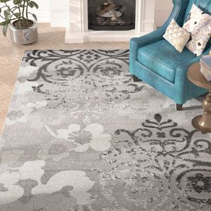 Davonn Floral Silver Area Rug