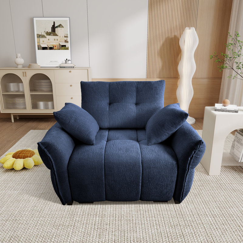 Canapé rembourré simple avec 2 coussins décoratifs, Bleu