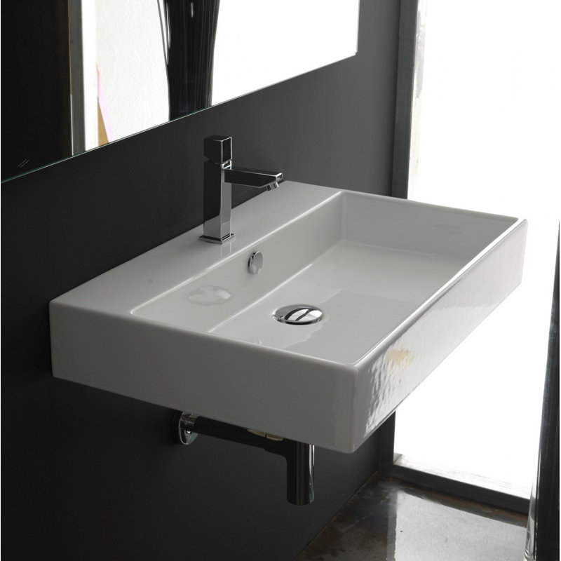 Lavabo de salle de bain rectangulaire double illimité avec trop-plein illimité, Aucun trou